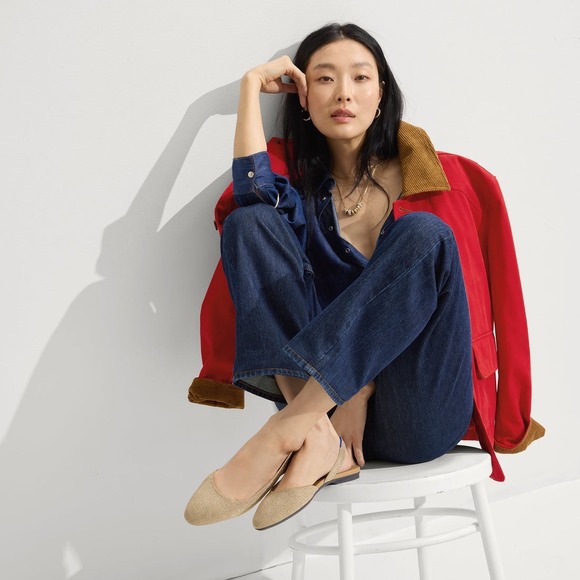 Rothy's Shoes - Rothys The Almond Slingback Gold Metallic Knit Flats Womens 6.5 Washable